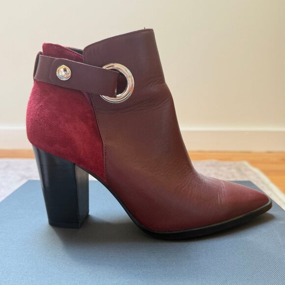 & Other Stories Oxblood Suede + Leather Booties – 90s Style with Silver Accents - Picture 8 of 15